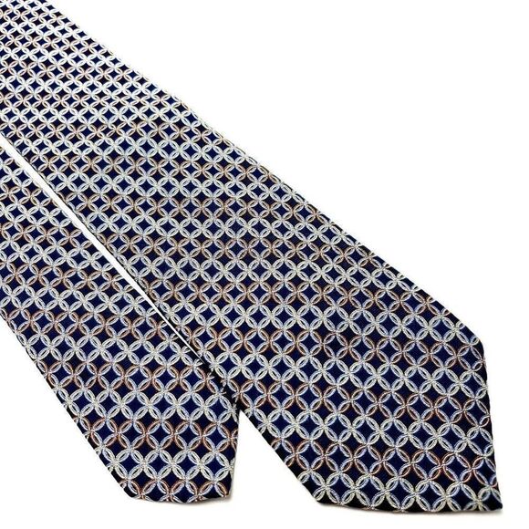 Forsyth Silk Tie Blue Woven Geometric‎ - Picture 1 of 7